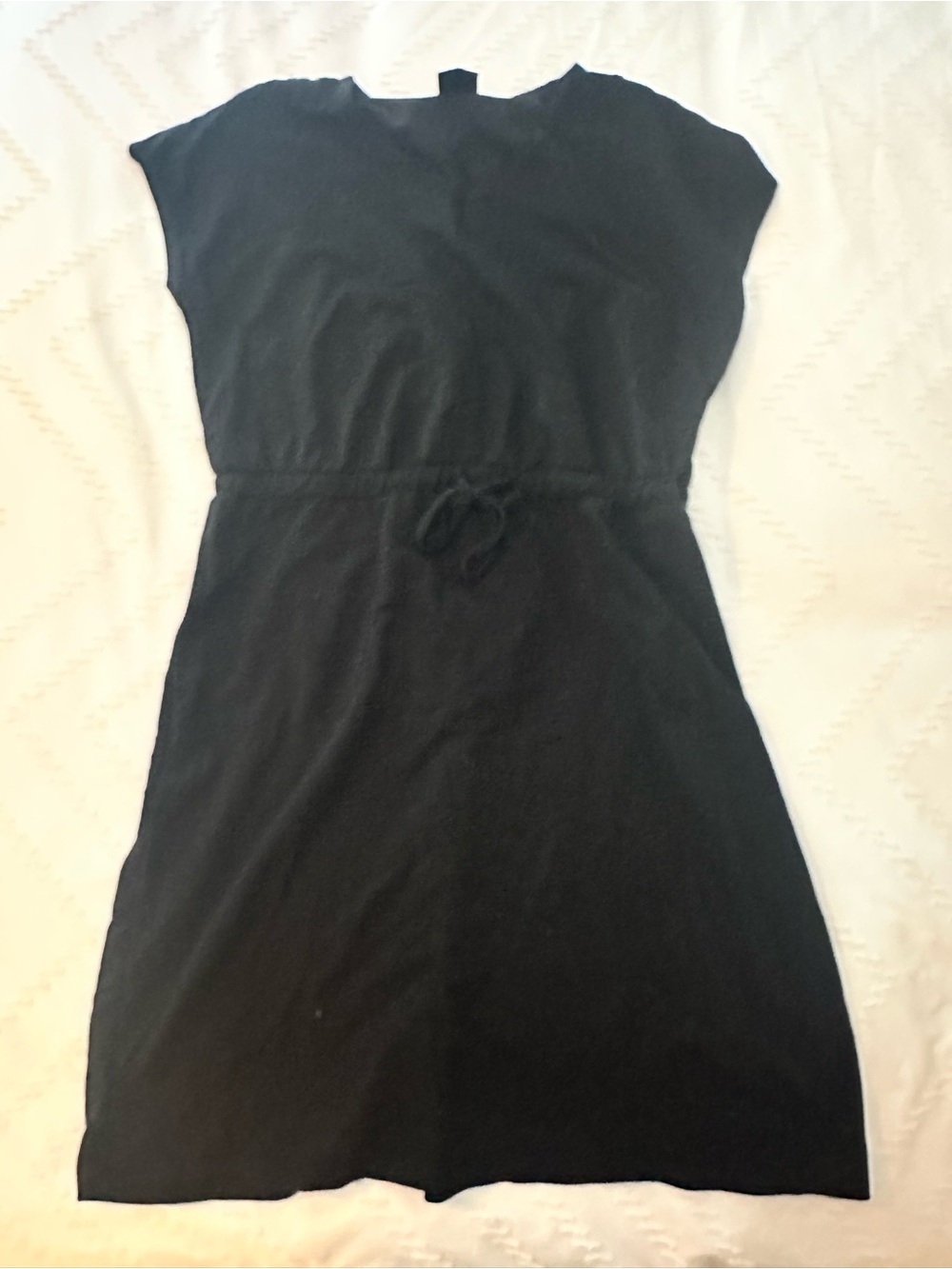 Women’s Black Midi Dress with Drawstring Waist